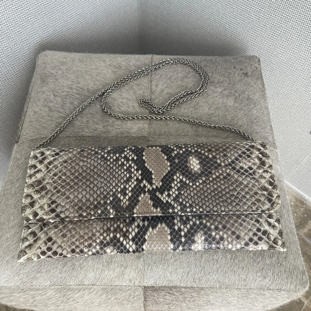 PHYTON SNAKE SKIN CLUTCH - WITH CHAIN AND BELT